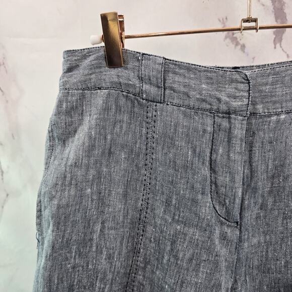 Ecologie Pants Womens 6 Blue Linen Wide Leg High Rise Navy Crop Vintage Lined - Picture 2 of 10